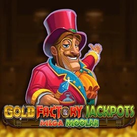 Gold Factory Jackpots Mega Moolah casino game by Aurum Signature Studios – featured logo at Wild Robin Casino